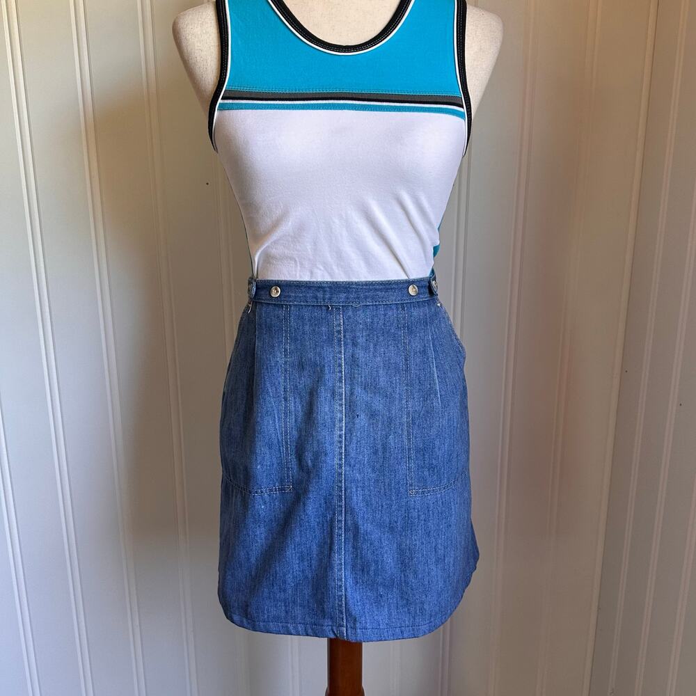 Vintage 70s/80s Blue Denim Mini Wrap Skirt Juniors S